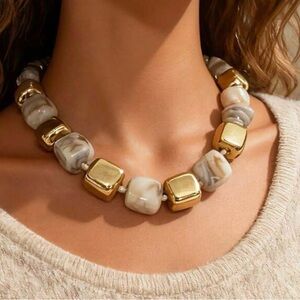 Gold and Cream Beaded Necklace